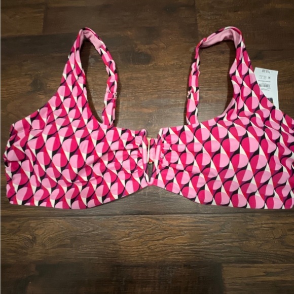 Time and Tru Women's 2X (20W-22W) Plus Size Geo Print V-Wire Bikini Swimwear Top - Picture 6 of 13